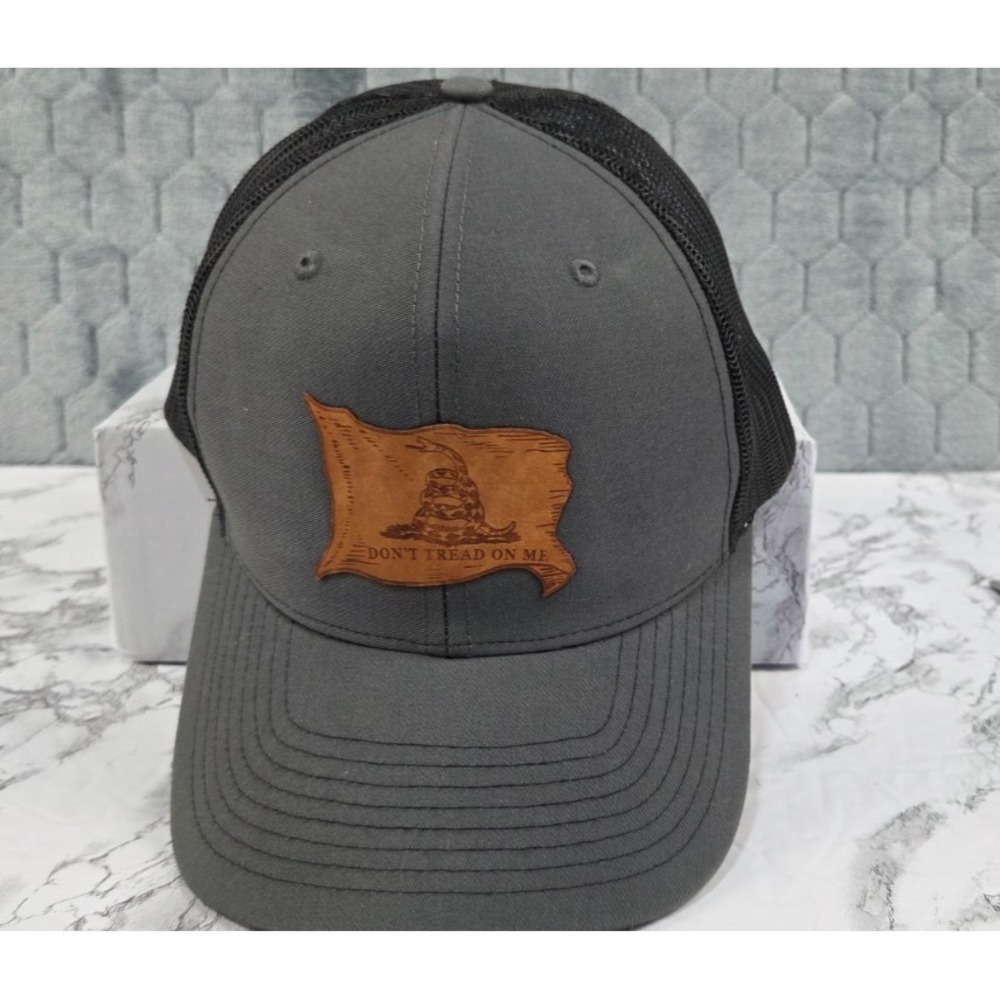 Genuine Richardson Style 112 Rattlesnake "Don't Tread On Me" Black Gray Hat